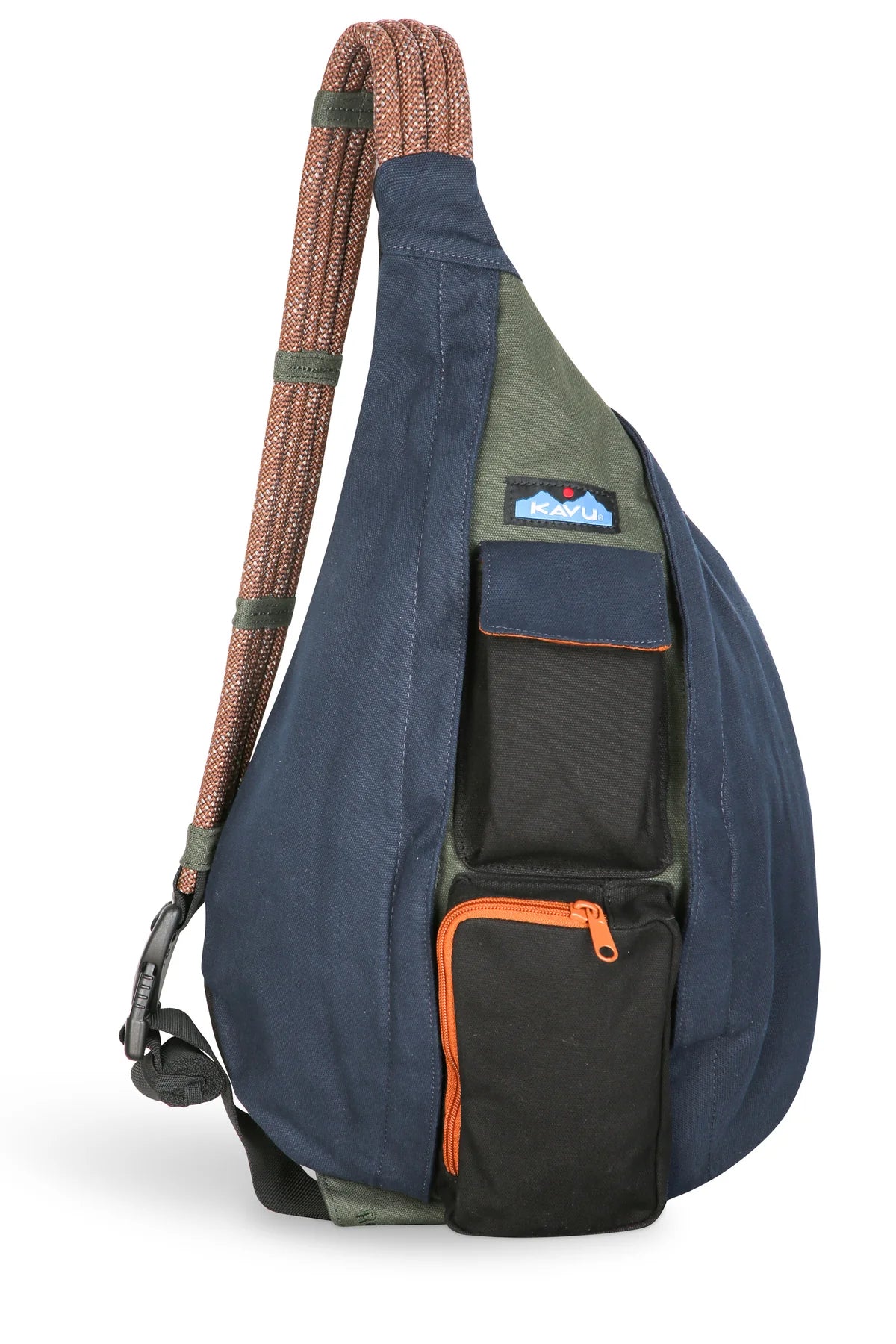 KAVU Rope Bag Sling Backpack Navy White Buffalo Plaid Check Canvas Hiking Kavu Rope Fleece Lumberjack Red White Blue Buffalo Plaid  main image 3