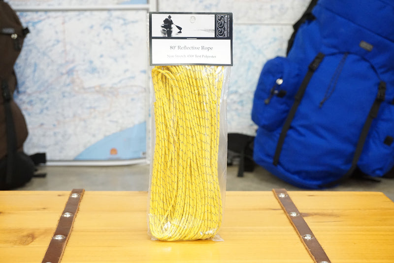 80ft Yellow 1/8" Polyester Reflective Rope