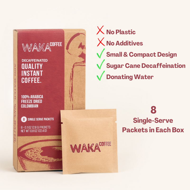 Waka Instant Coffee - Medium Roast Decaf 8 Pack