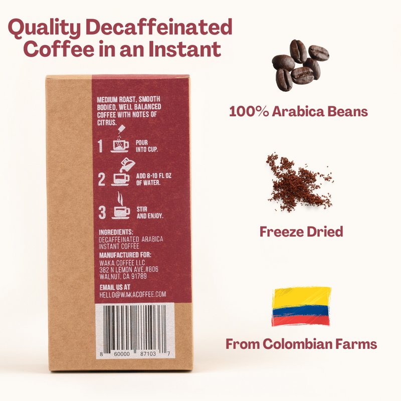 Waka Instant Coffee - Medium Roast Decaf 8 Pack