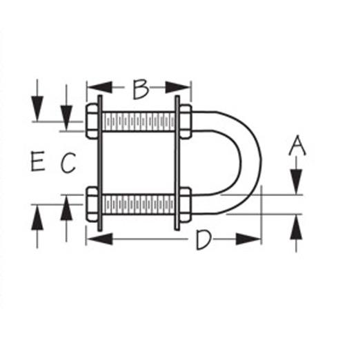 A 3/8"  B 1-1/2"  C 1-1/16"  D 2-7/8"  E 1-7/16"