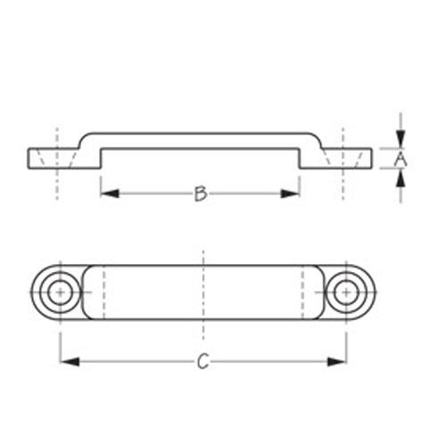 A 3/16" B 1-5/8/2"  C 2-5/16"