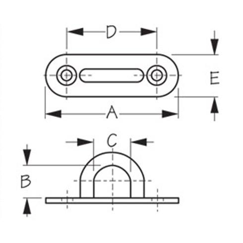 A 2-1/8"  B 1/2"  C 5/8" D 1-1/2"  E 5/8"   