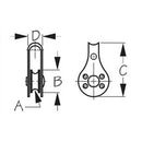 A 1/4"  B 1"  C 1-13/16"  D 1/2"