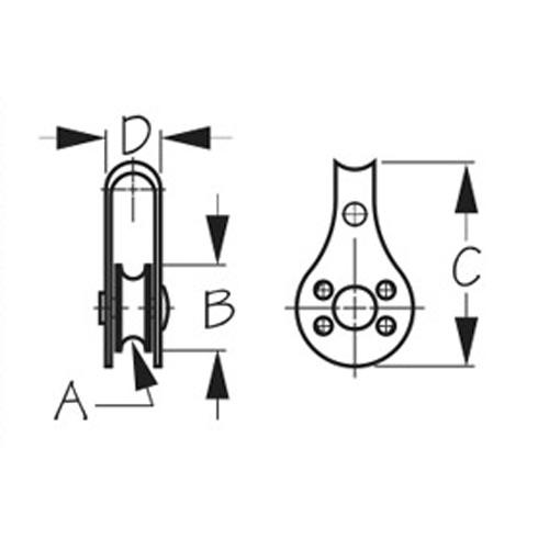 A 1/4"  B 1"  C 1-13/16"  D 1/2"