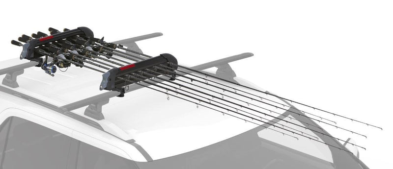 car fishing pole mount Yakima-ReelDeal-Rooftop Fishing Rod Mount